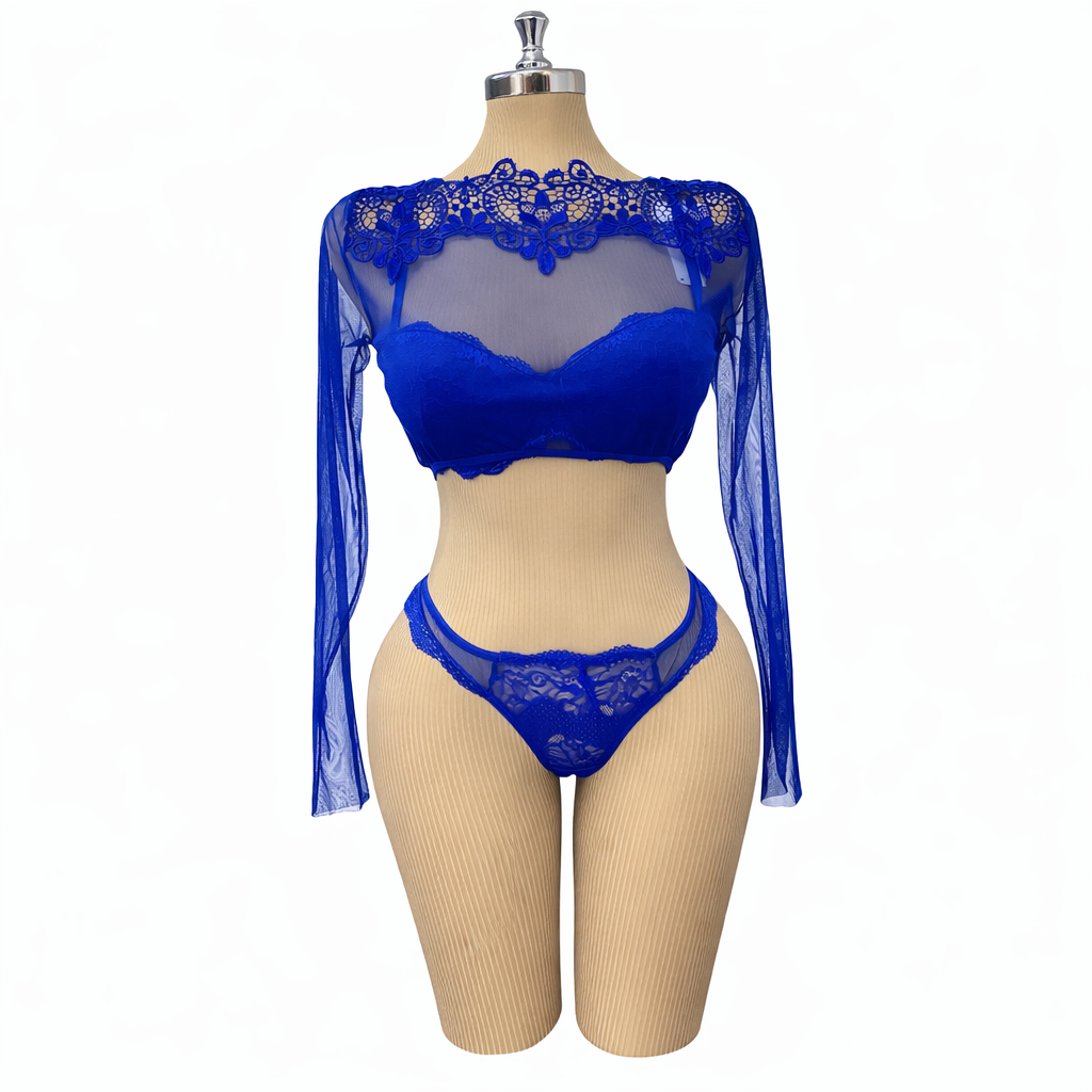 ست سه تیکه آنیل - کد 4693 ( عکس شماره چهار ) ست سه تیکه آنیل کد 4693 - رنگ آبی - تصویر 1